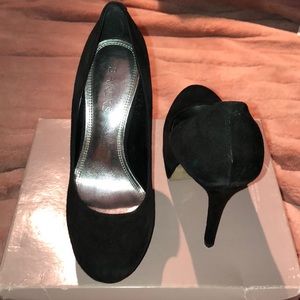Bakers black platform pumps